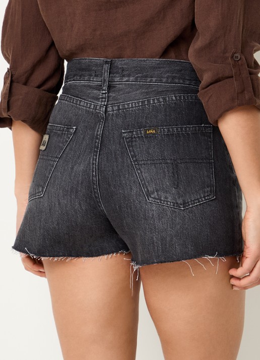 Lois Sandra high waist straight leg korte broek van denim - achterkant zwart