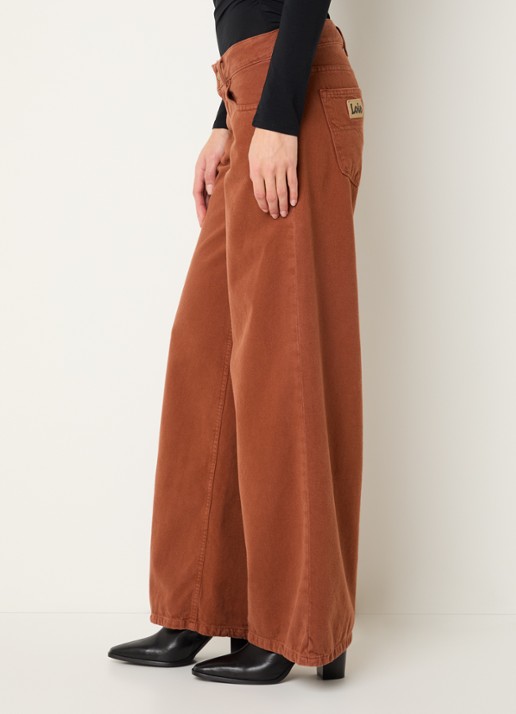 Lois Skale mid waist wide leg jeans met gekleurde wassing - detail 3 oranjebruin