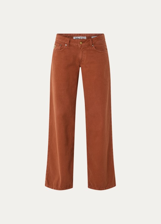 Lois Skale mid waist wide leg jeans met gekleurde wassing - voorkant 4 oranjebruin