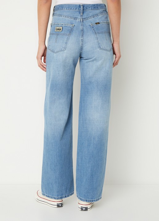 Lois Skater high waist loose fit jeans met lichte wassing - achterkant indigo