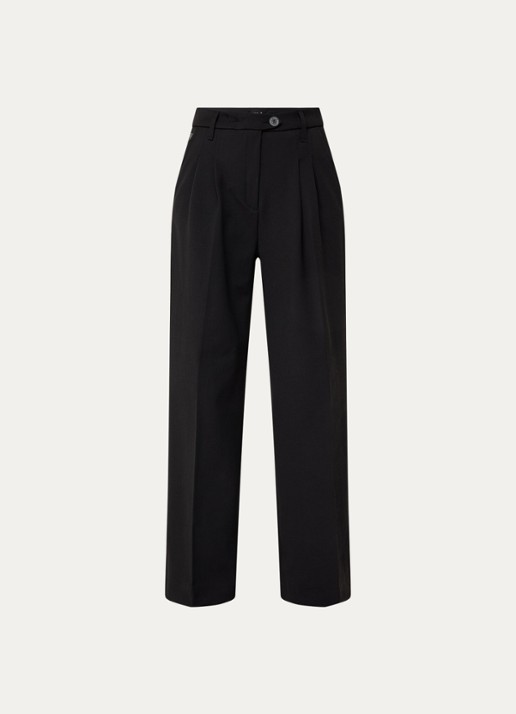 Lois Wanda high waist wide fit pantalon met steekzakken - voorkant zwart