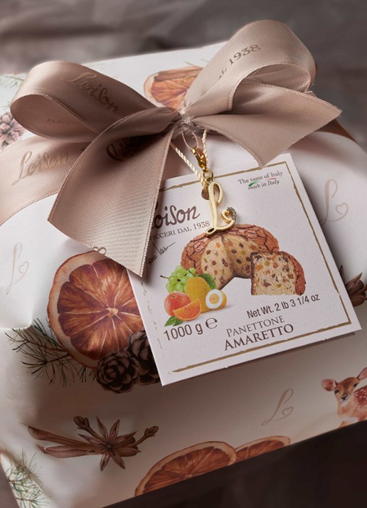 Loison Macaroon panettone 1000 gram - achterkant beige