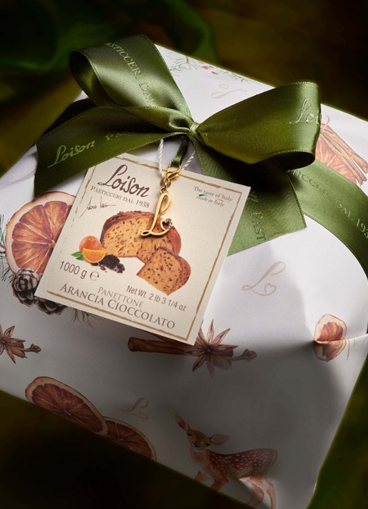 Loison Royal Orange & Chocolate panettone 1000 gram - achterkant 3 beige