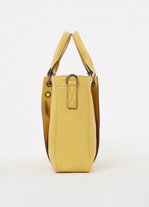 Longchamp 3D handtas S van kalfsleer - detail 2 mosterd