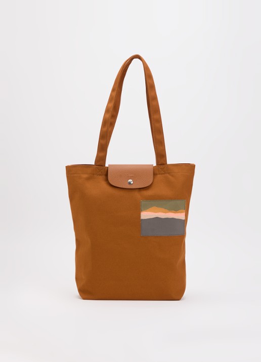 Longchamp Caroline Hélain x Longchamp schoudertas M met leren details - voorkant cognac
