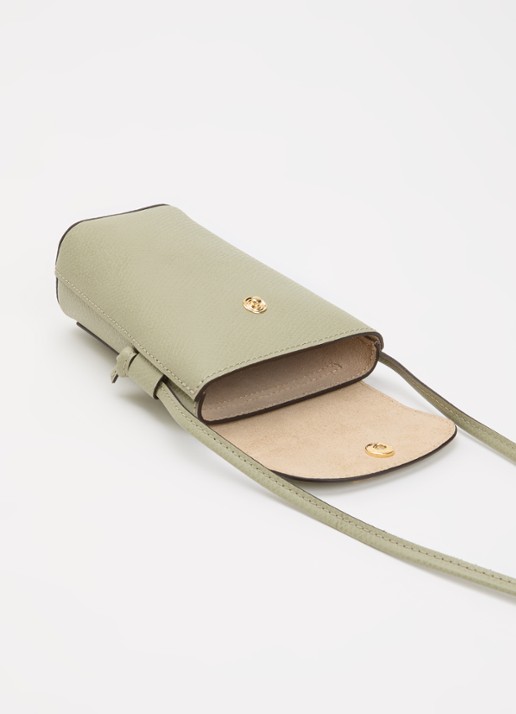 Longchamp Épure crossbody telefoonhoes van leer - detail lichtgroen