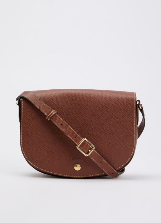 Longchamp Épure crossbodytas M van leer met verstelbare schouderriem  - voorkant 4 roestbruin