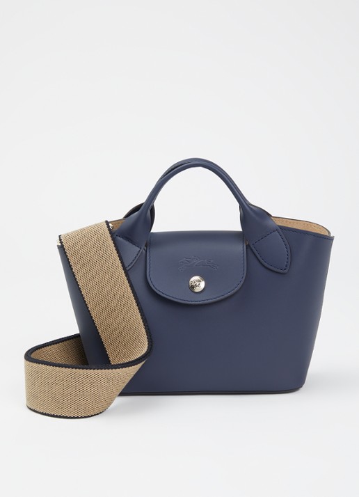 Longchamp Épure crossbodytas XS van kalfsleer met afneembare schouderriem - voorkant donkerblauw
