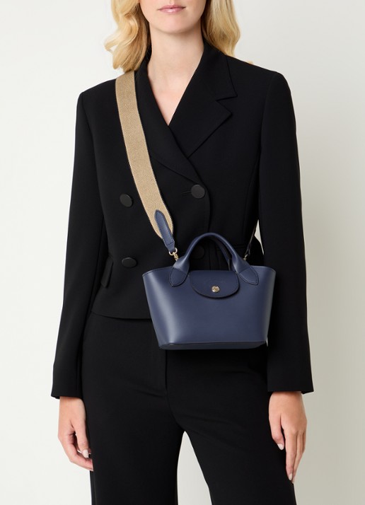 Longchamp Épure crossbodytas XS van kalfsleer met afneembare schouderriem - voorkant 2 donkerblauw