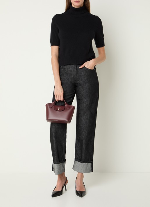 Longchamp Épure crossbodytas XS van kalfsleer met afneembare schouderriem - voorkant 6 bordeauxrood