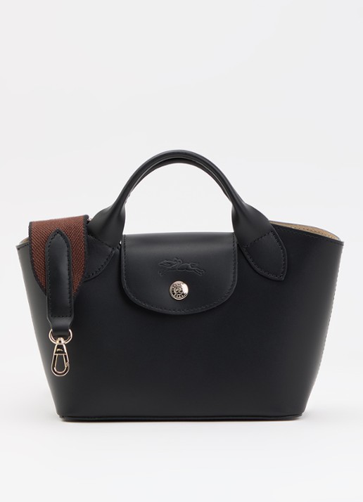 Longchamp Épure crossbodytas XS van kalfsleer met afneembare schouderriem - voorkant zwart