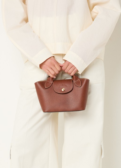 Longchamp Épure crossbodytas XS van leer met afneembare schouderriem - voorkant 2 roodbruin