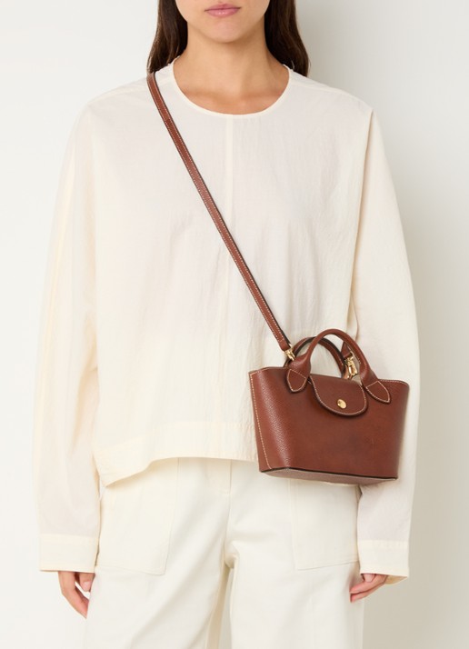 Longchamp Épure crossbodytas XS van leer met afneembare schouderriem - voorkant 3 roodbruin