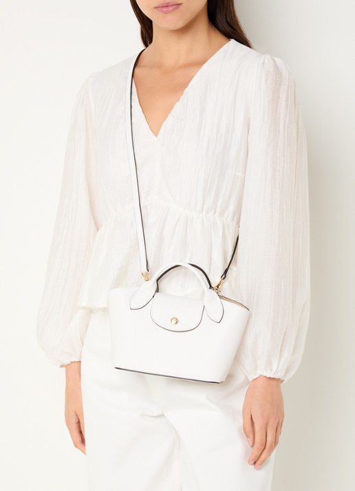 Longchamp Épure crossbodytas XS van leer met afneembare schouderriem - voorkant 6 wit
