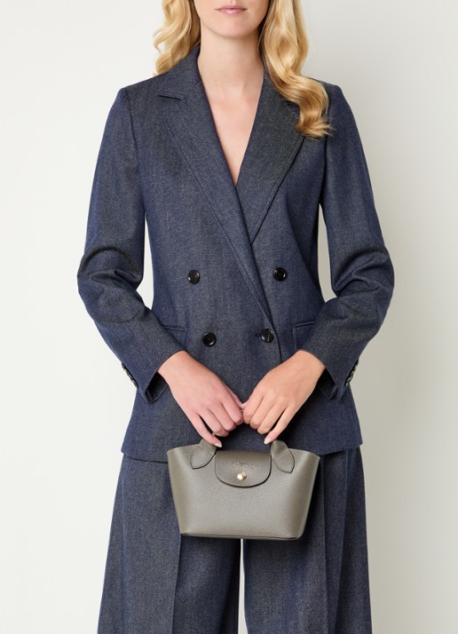 Longchamp Épure crossbodytas XS van leer met afneembare schouderriem - voorkant 2 grijs