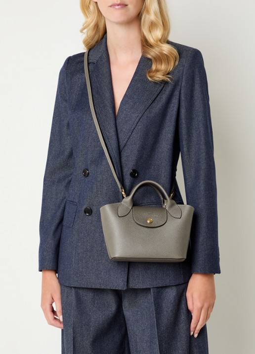 Longchamp Épure crossbodytas XS van leer met afneembare schouderriem - voorkant 3 grijs