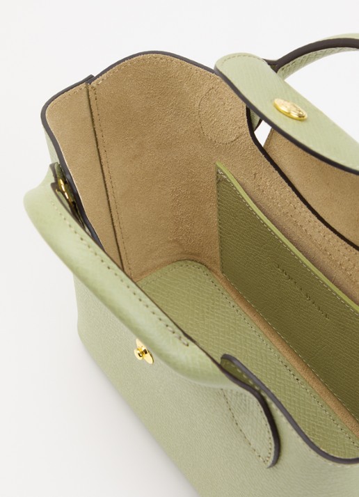 Longchamp Épure crossbodytas XS van leer met afneembare schouderriem - detail lindegroen