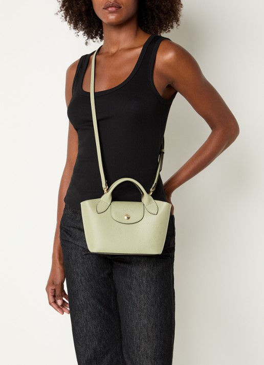 Longchamp Épure crossbodytas XS van leer met afneembare schouderriem - voorkant 7 lindegroen