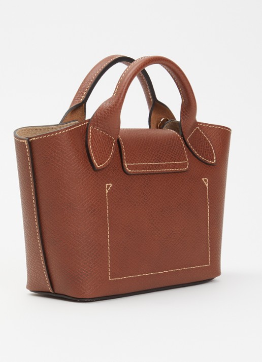 Longchamp Èpure handtas van leer met afneembare schouderriem - achterkant 4 roodbruin