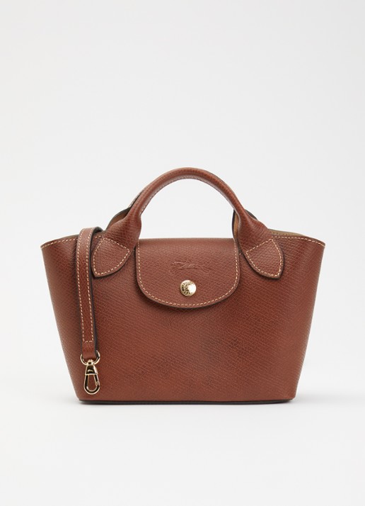 Longchamp Èpure handtas van leer met afneembare schouderriem - voorkant 5 roodbruin