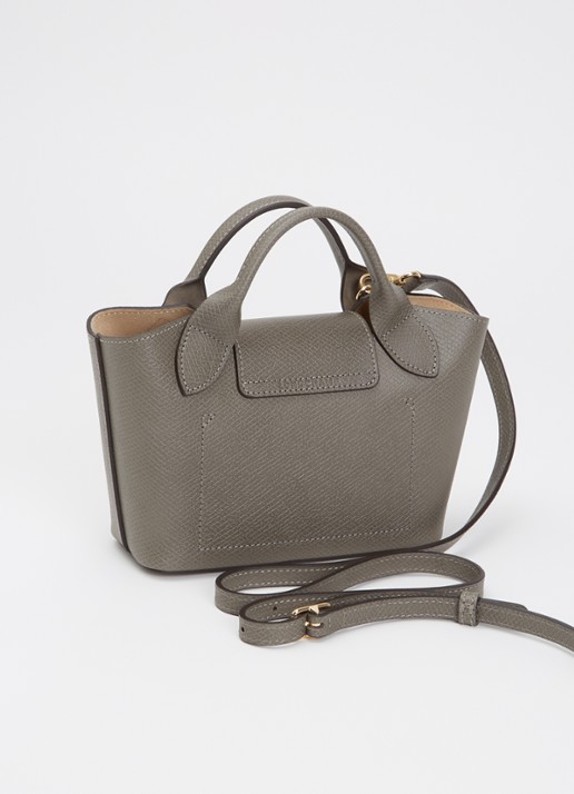 Longchamp Èpure handtas van leer met afneembare schouderriem - achterkant 7 grijs