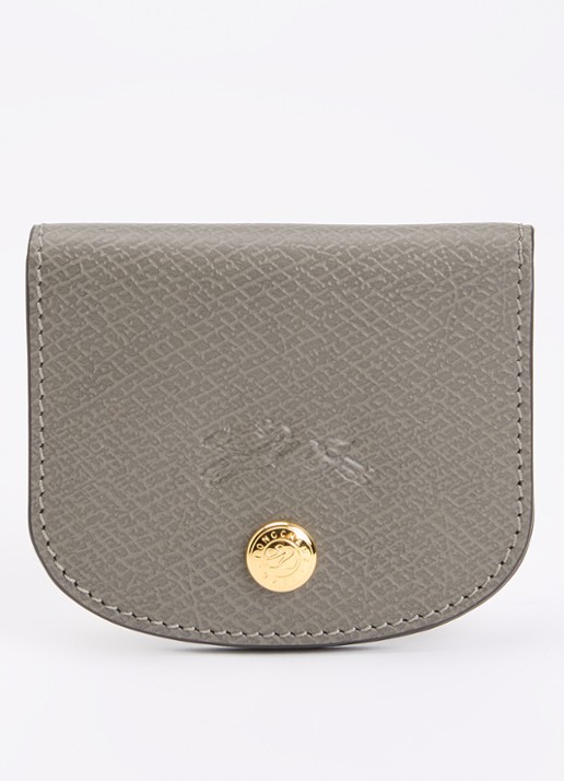 Longchamp Épure kaarthouder van leer - voorkant grijs