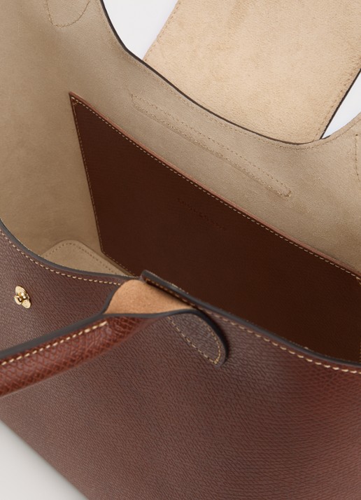 Longchamp Épure schoudertas L van leer - detail 4 bruin