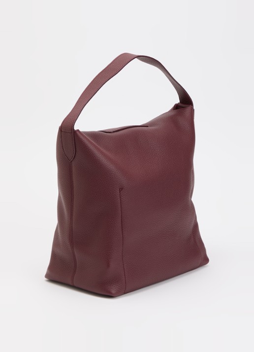 Longchamp Le Cadence schoudertas L van leer - achterkant 5 bordeauxrood