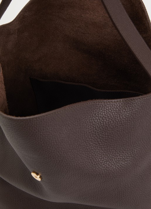 Longchamp Le Cadence schoudertas L van leer - detail 2 bruin