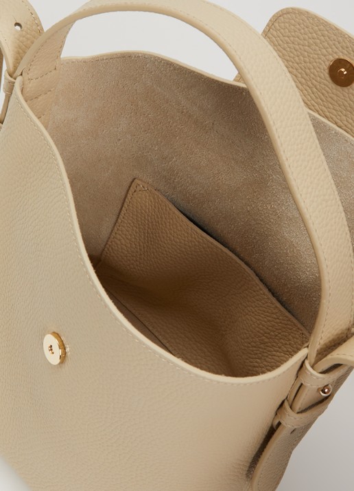Longchamp Le Cadence schoudertas S van leer - detail 3 creme