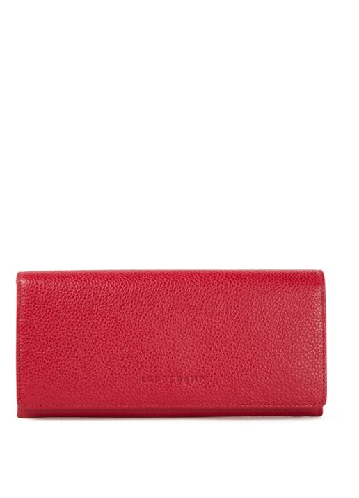 Longchamp Le Foulonné Continental van leer - voorkant steenrood