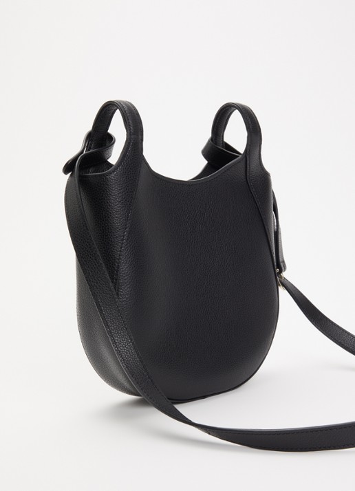 Longchamp Le Foulonné crossbodytas S van leer - achterkant zwart