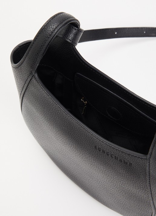 Longchamp Le Foulonné crossbodytas S van leer - detail 4 zwart