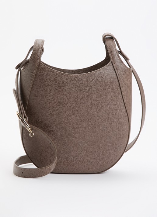 Longchamp Le Foulonné crossbodytas S van leer - voorkant taupe