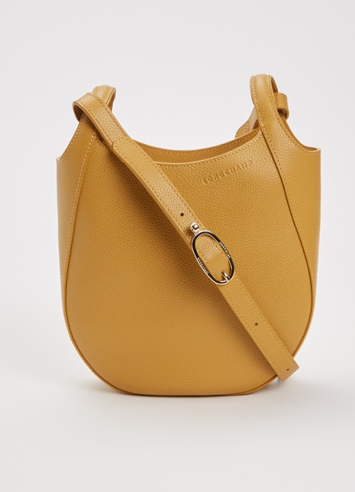 Longchamp Le Foulonné crossbodytas S van leer - voorkant 2 okergeel