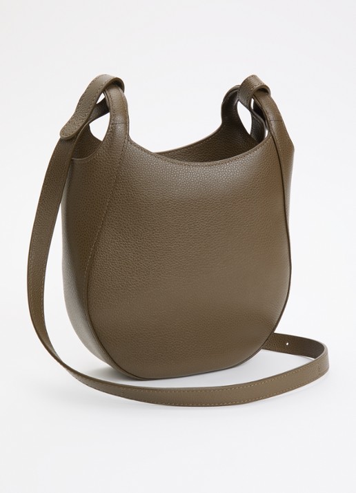 Longchamp Le Foulonné crossbodytas S van leer - achterkant olijfgroen