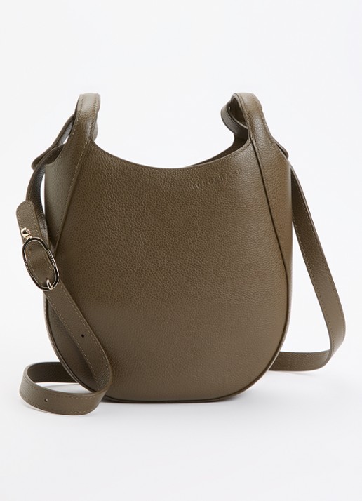 Longchamp Le Foulonné crossbodytas S van leer - voorkant 5 olijfgroen