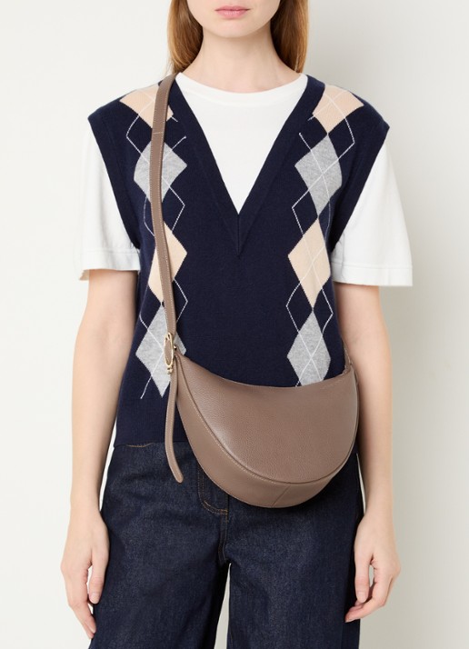 Longchamp Le Foulonné crossbodytas S van leer - voorkant 2 zand