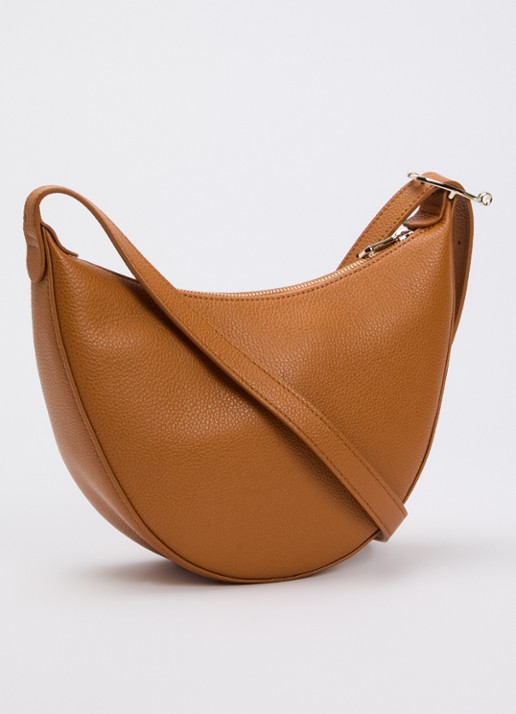 Longchamp Le Foulonné crossbodytas S van leer - achterkant roestbruin