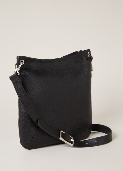 Longchamp Le Foulonné crossbodytas van leer - detail zwart