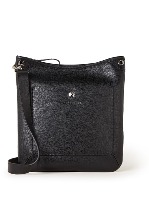 Longchamp Le Foulonné crossbodytas van leer - voorkant 3 zwart