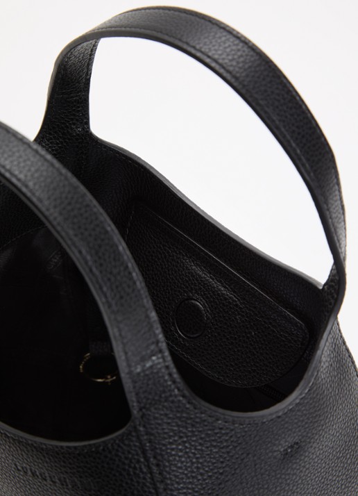 Longchamp Le Foulonné handtas S van leer met afneembare schouderriem - detail 5 zwart