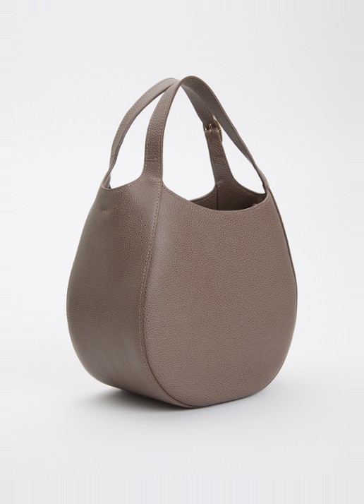 Longchamp Le Foulonné handtas S van leer met afneembare schouderriem - achterkant taupe