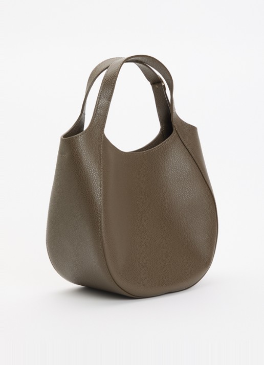 Longchamp Le Foulonné handtas S van leer met afneembare schouderriem - achterkant bronsgroen