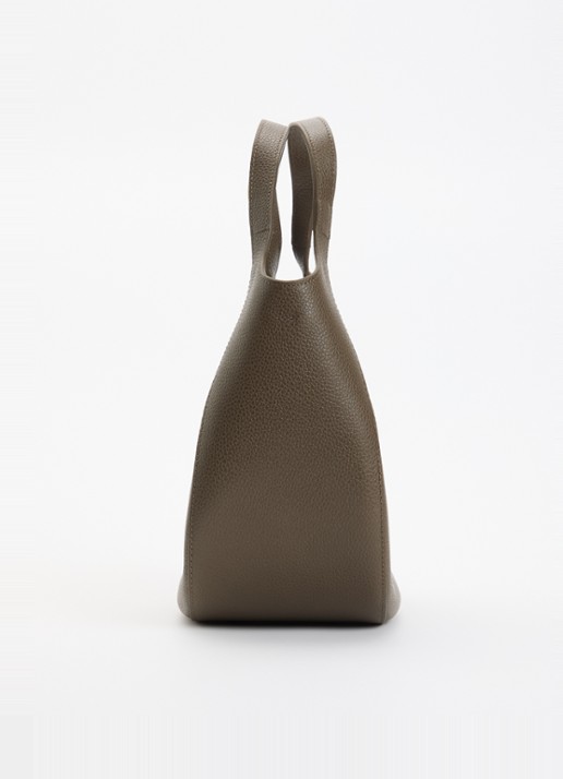 Longchamp Le Foulonné handtas S van leer met afneembare schouderriem - detail 3 bronsgroen