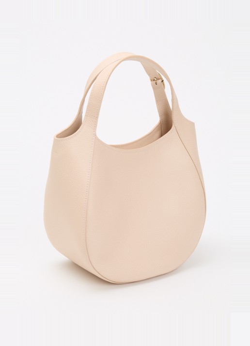 Longchamp Le Foulonné handtas S van leer met afneembare schouderriem - achterkant creme