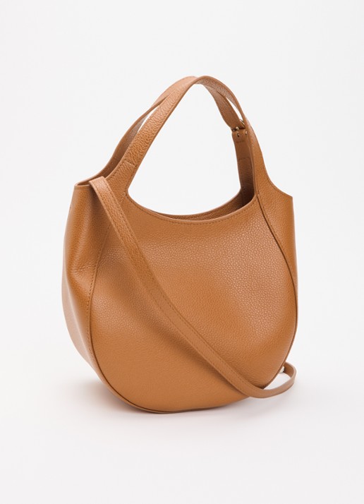 Longchamp Le Foulonné handtas S van leer met afneembare schouderriem - achterkant 6 camel