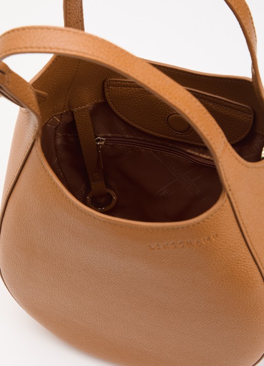 Longchamp Le Foulonné handtas S van leer met afneembare schouderriem - detail 3 camel