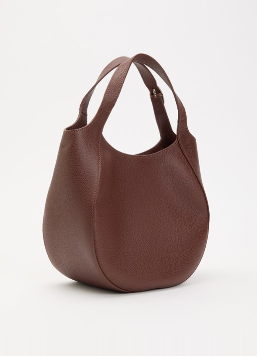 Longchamp Le Foulonné handtas S van leer met afneembare schouderriem - achterkant donkerbruin