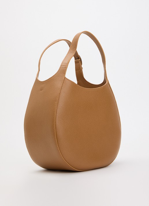 Longchamp Le Foulonné handtas S van leer met afneembare schouderriem - achterkant cognac